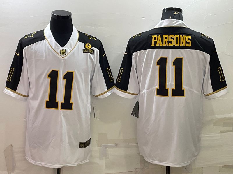 Men Dallas Cowboys #11 Parsons White Gold Thanksgiving 2022 Nike Limited Vapor Untouchable NFL Jersey
